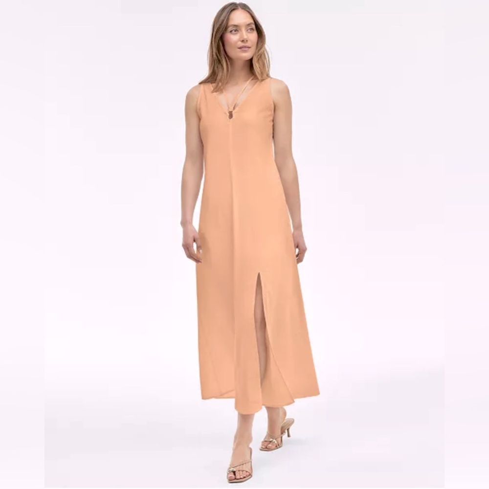 INC International Concepts linen blend v neck maxi dress XL